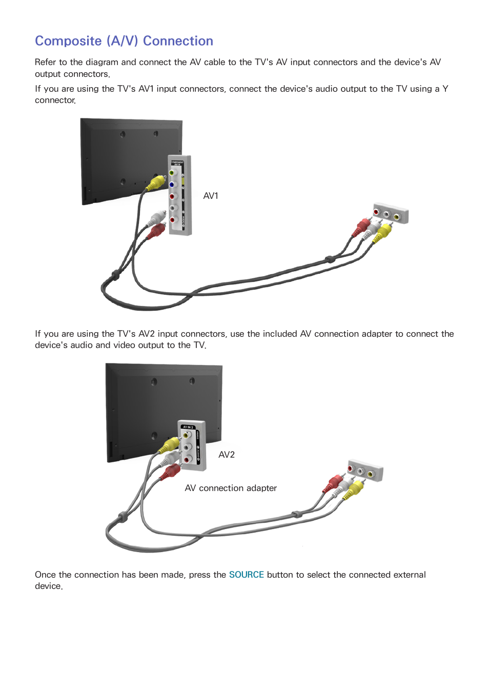 Composite (a/v) connection | Samsung UN55HU7200FXZA User Manual | Page 17 / 230