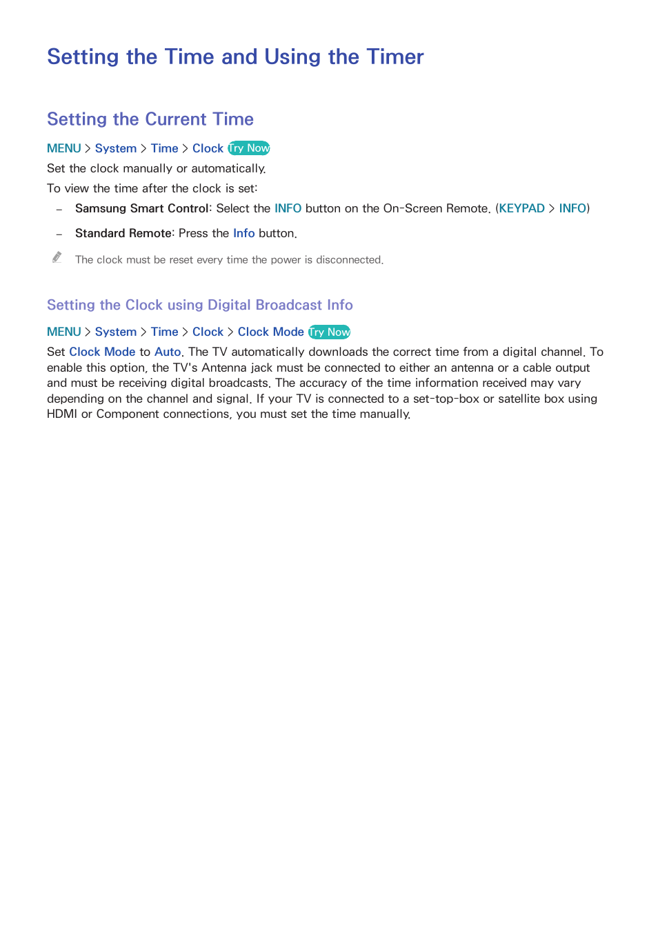 General, Setting the time and using the timer, 165 setting the current time | Setting the current time | Samsung UN55HU7200FXZA User Manual | Page 171 / 230