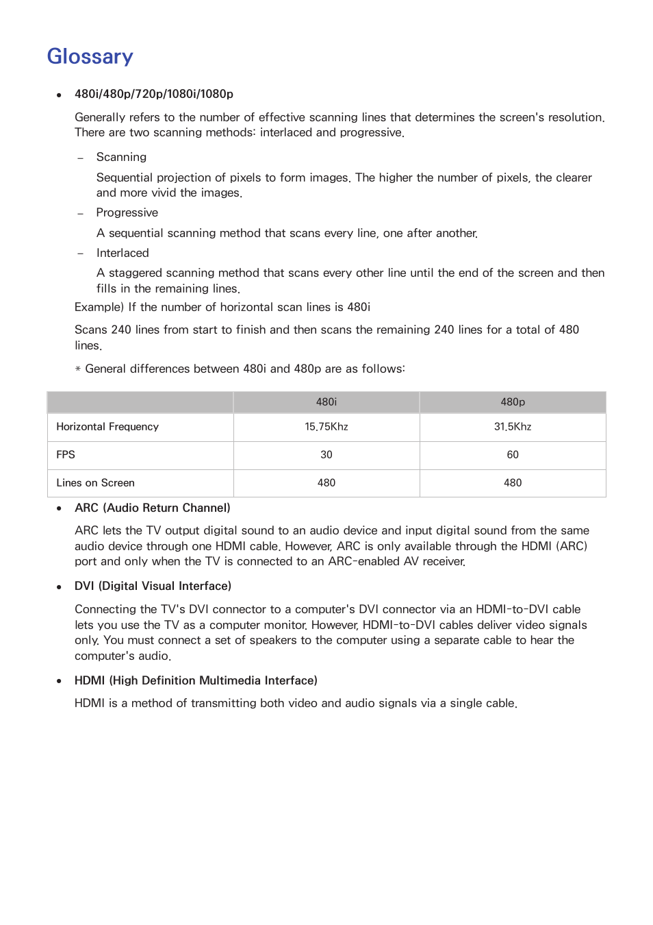 Glossary | Samsung UN55HU7200FXZA User Manual | Page 229 / 230