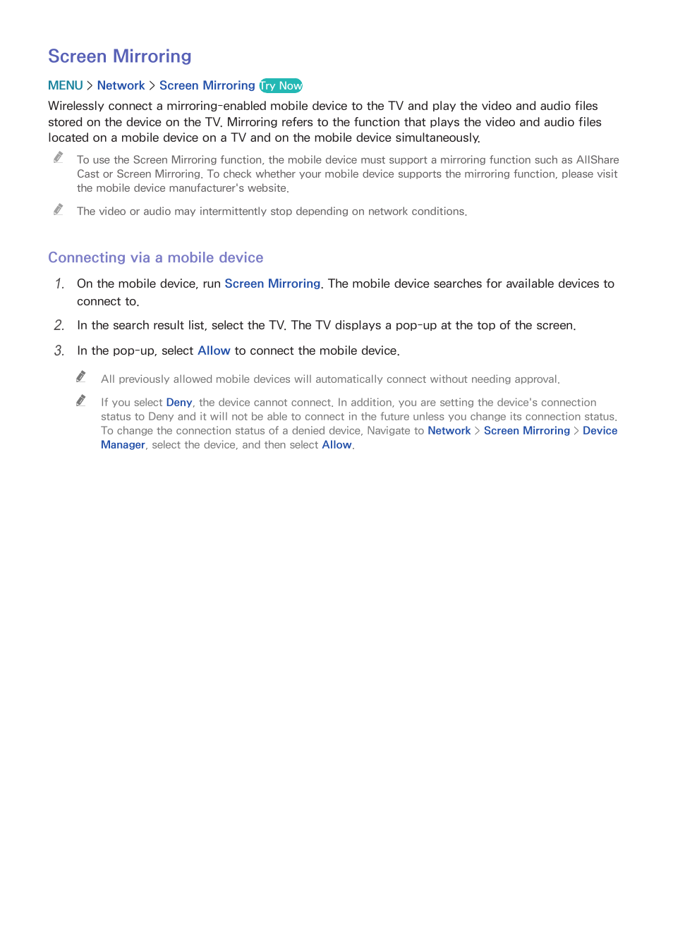 Screen mirroring | Samsung UN55HU7200FXZA User Manual | Page 27 / 230