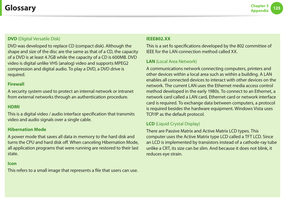 Glossary | Samsung NP900X4D-A04US User Manual | Page 126 / 129