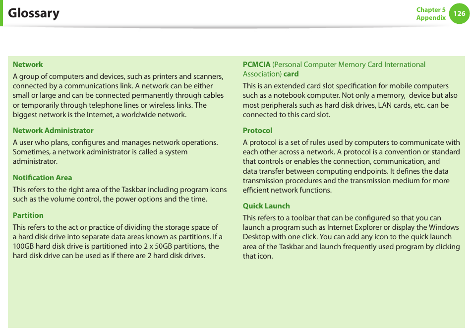 Glossary | Samsung NP900X4D-A04US User Manual | Page 127 / 129