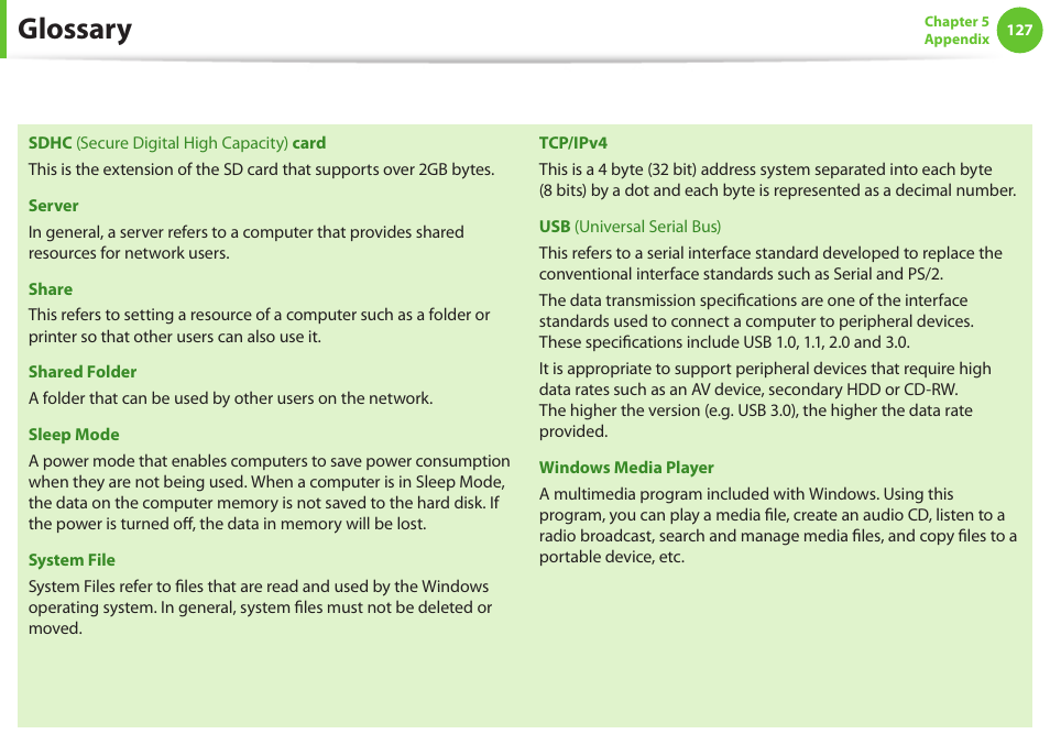 Glossary | Samsung NP900X4D-A04US User Manual | Page 128 / 129