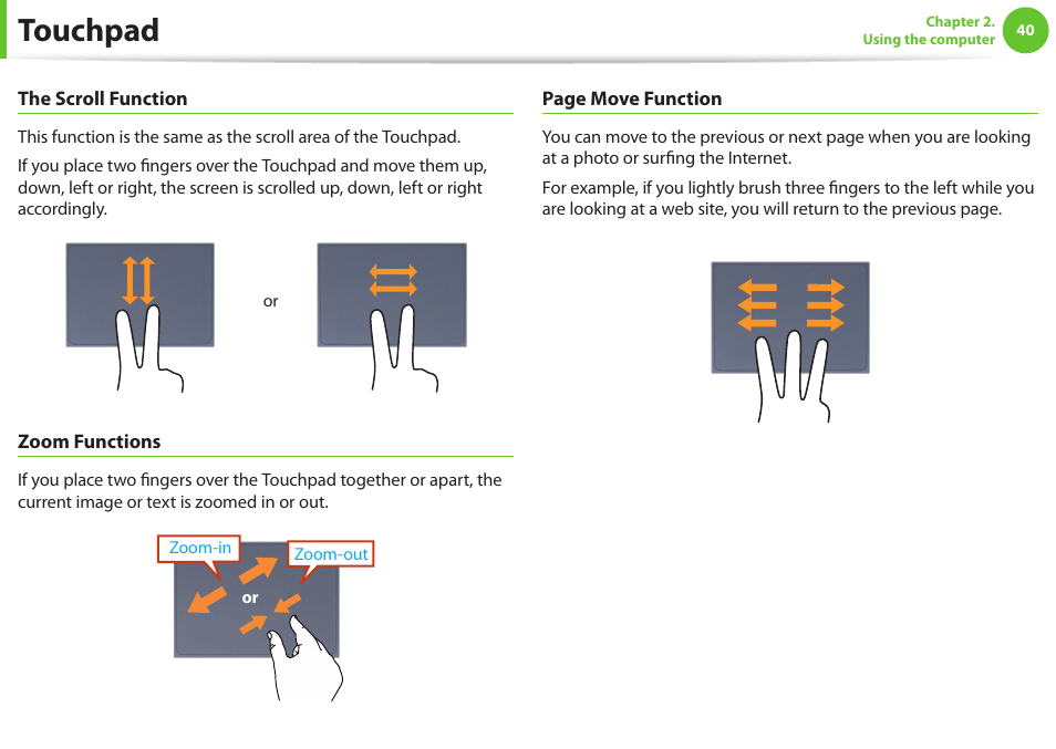Touchpad | Samsung NP900X4D-A04US User Manual | Page 41 / 129