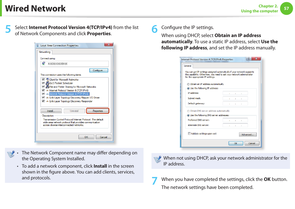 Wired network | Samsung NP900X4D-A04US User Manual | Page 58 / 129