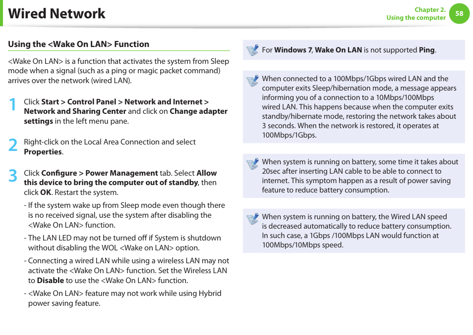 Wired network | Samsung NP900X4D-A04US User Manual | Page 59 / 129