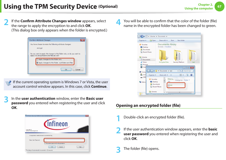 Using the tpm security device | Samsung NP900X4D-A04US User Manual | Page 68 / 129