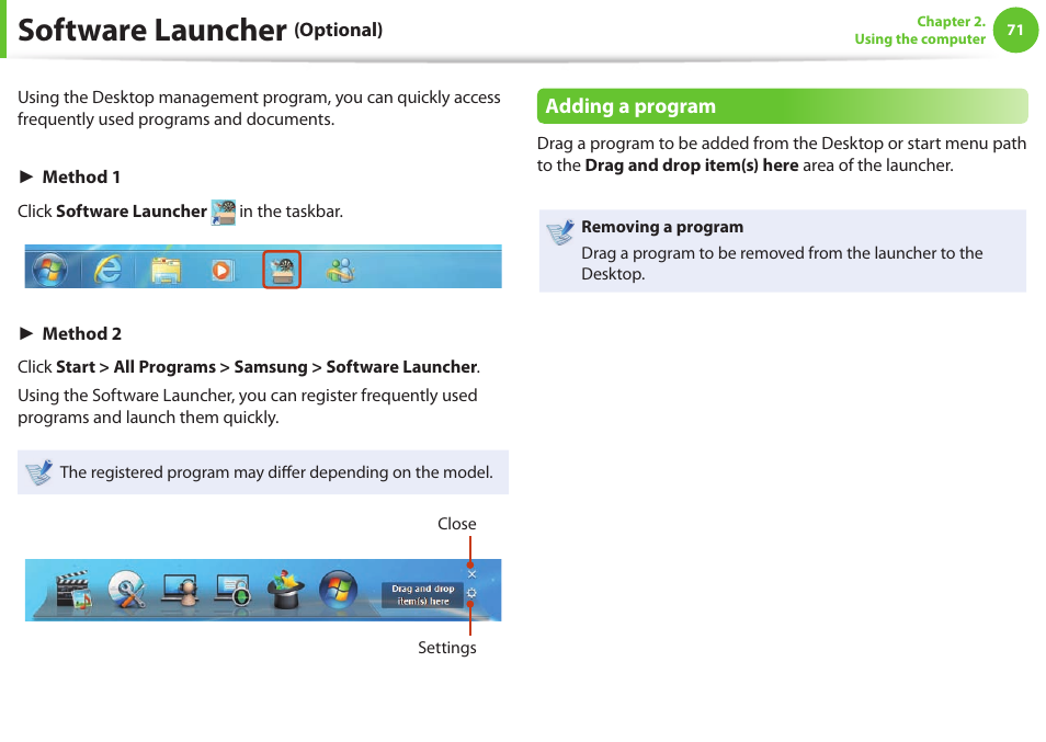Software launcher | Samsung NP900X4D-A04US User Manual | Page 72 / 129