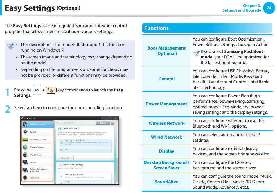 Easy settings | Samsung NP900X4D-A04US User Manual | Page 75 / 129