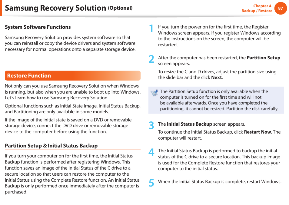 Samsung recovery solution | Samsung NP900X4D-A04US User Manual | Page 88 / 129