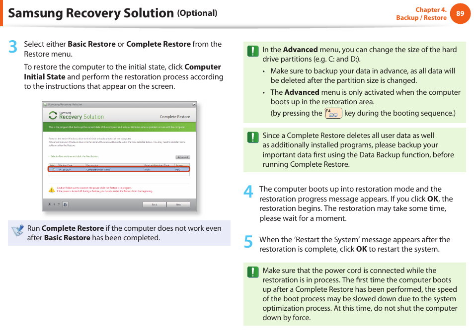 Samsung recovery solution | Samsung NP900X4D-A04US User Manual | Page 90 / 129