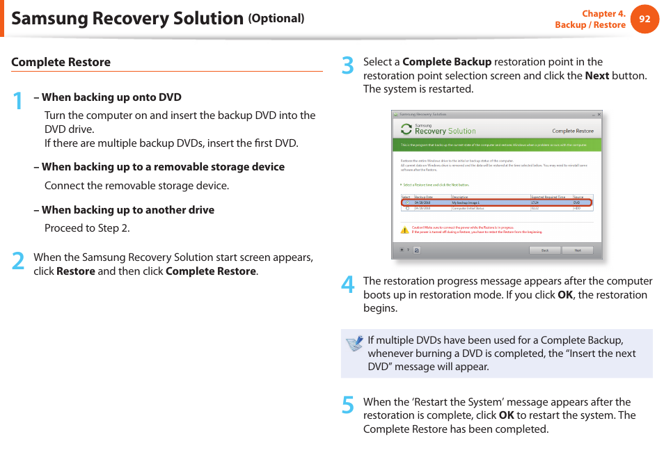 Samsung recovery solution | Samsung NP900X4D-A04US User Manual | Page 93 / 129