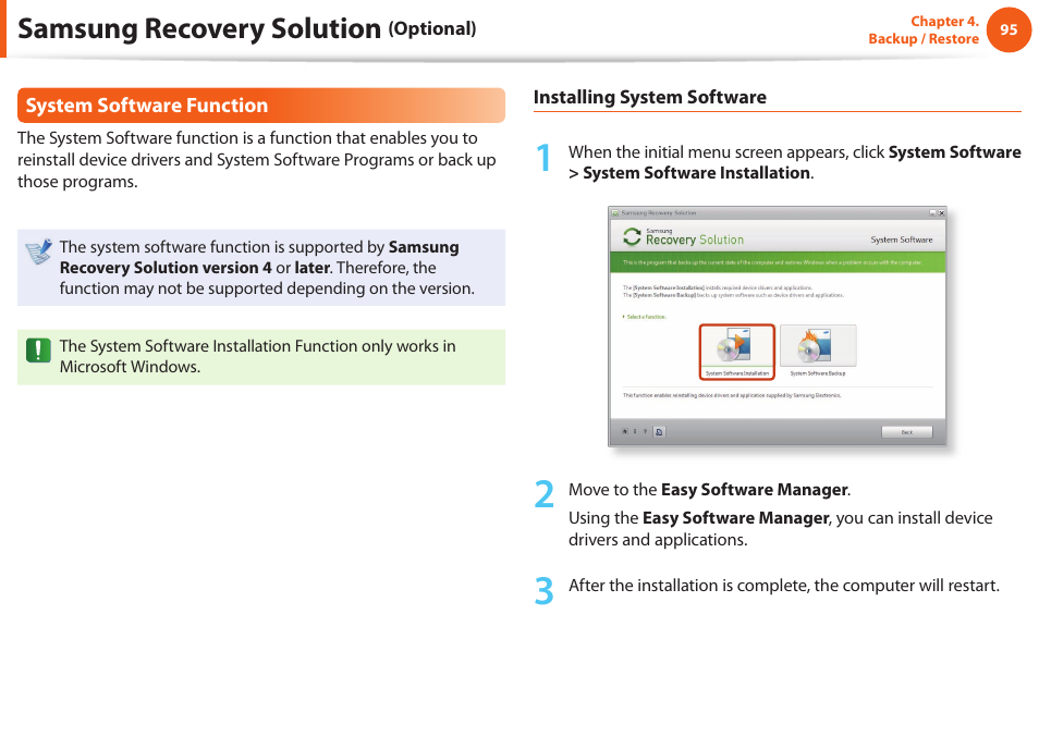 Samsung recovery solution | Samsung NP900X4D-A04US User Manual | Page 96 / 129