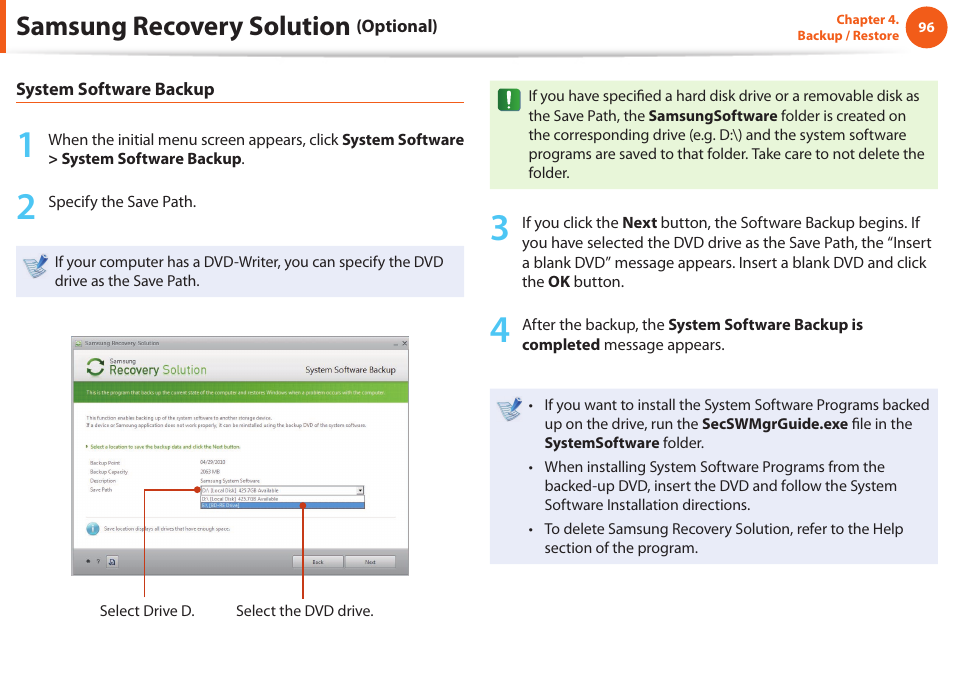 Samsung recovery solution | Samsung NP900X4D-A04US User Manual | Page 97 / 129