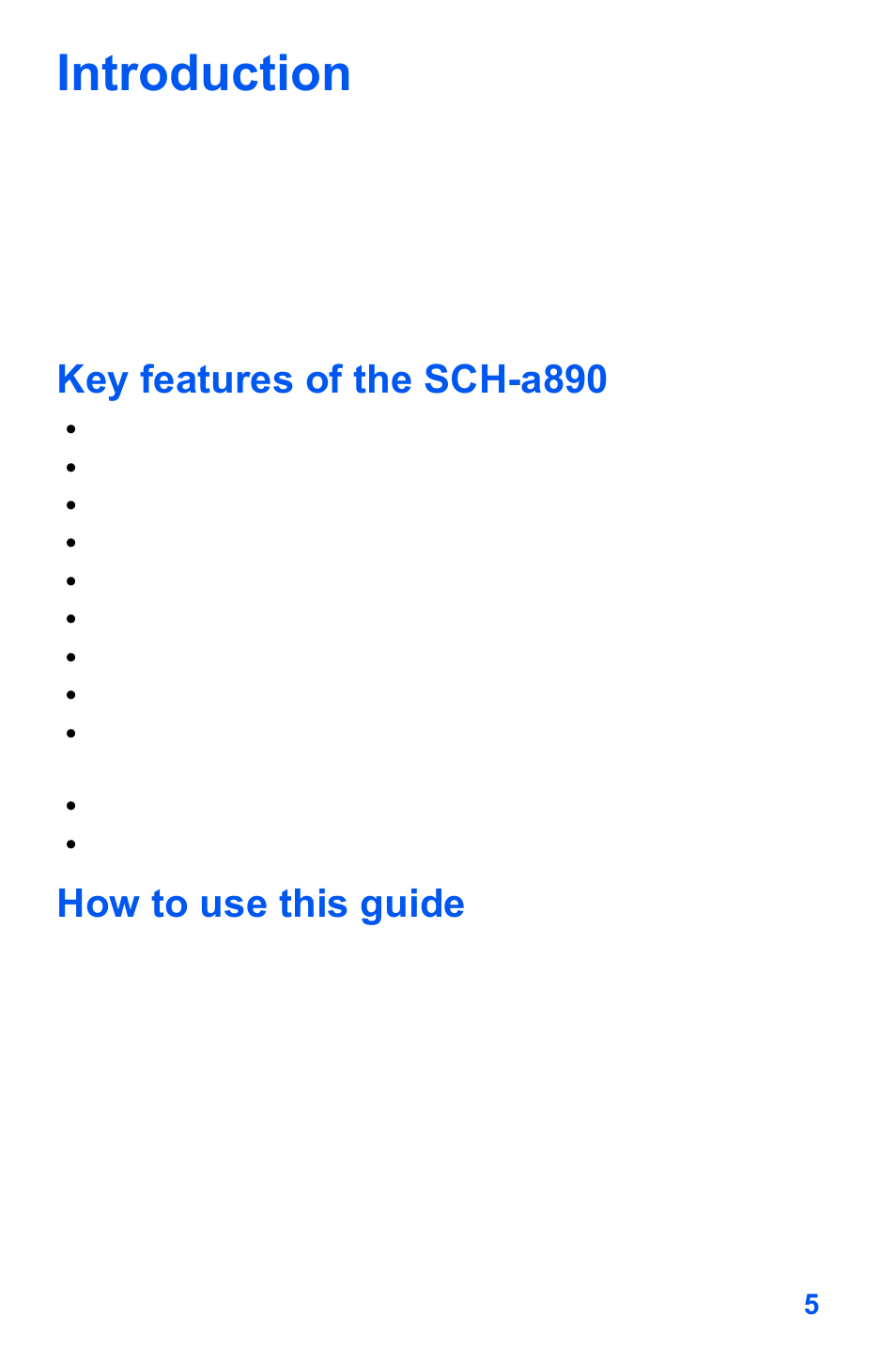 Introduction, Key features of the sch-a890, How to use this guide | Samsung SCH-A890ZSVXAR User Manual | Page 13 / 196