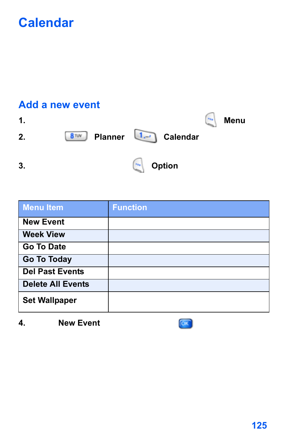 Calendar, Add a new event | Samsung SCH-A890ZSVXAR User Manual | Page 133 / 196