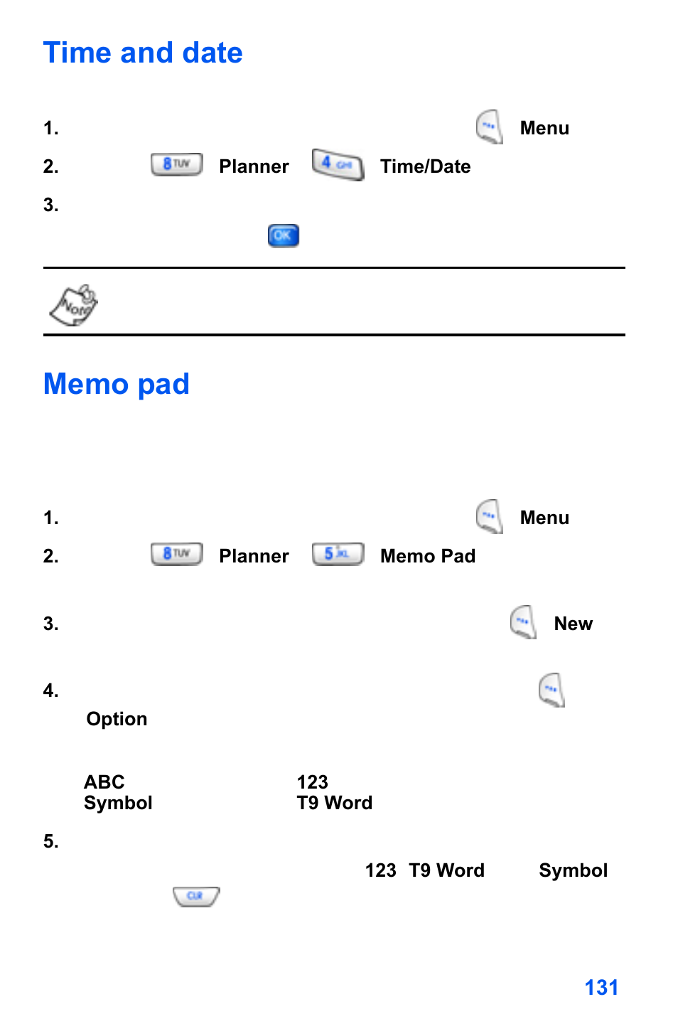 Time and date, Memo pad | Samsung SCH-A890ZSVXAR User Manual | Page 139 / 196