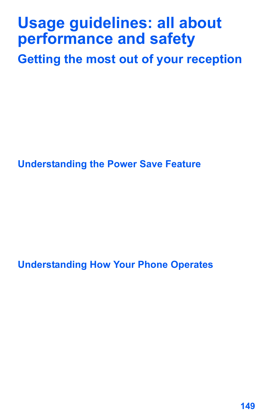 Usage guidelines: all about performance and safety, Getting the most out of your reception | Samsung SCH-A890ZSVXAR User Manual | Page 157 / 196