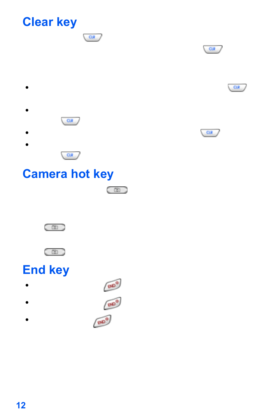 Clear key, Camera hot key, End key | Samsung SCH-A890ZSVXAR User Manual | Page 20 / 196