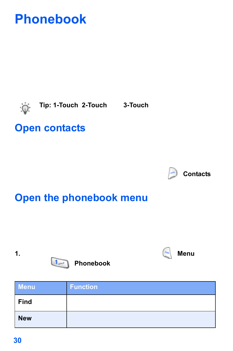 Phonebook, Open contacts, Open the phonebook menu | Samsung SCH-A890ZSVXAR User Manual | Page 38 / 196