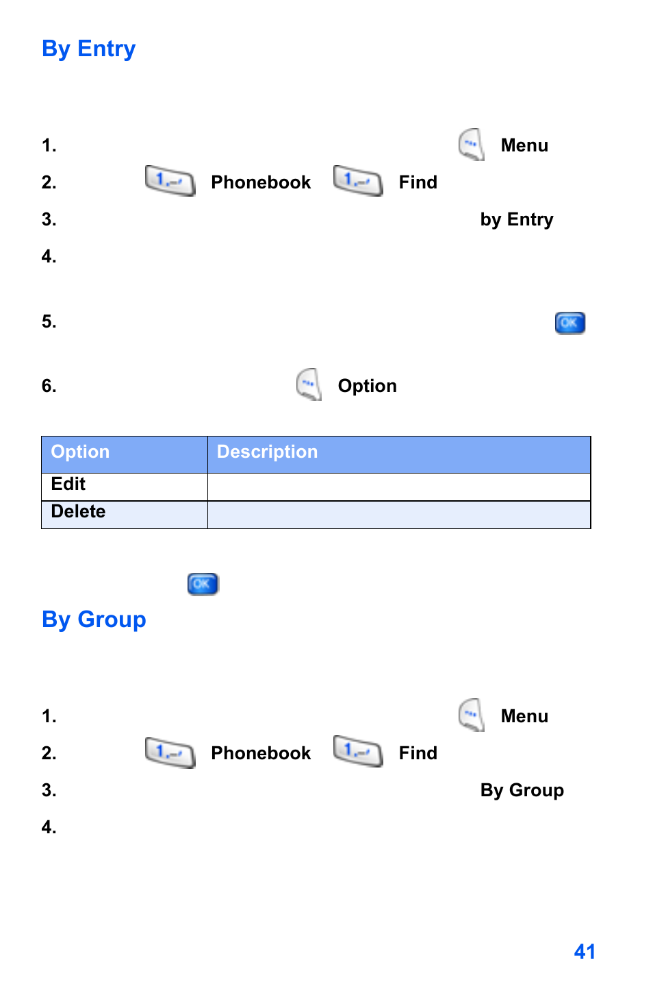 By entry, By group | Samsung SCH-A890ZSVXAR User Manual | Page 49 / 196