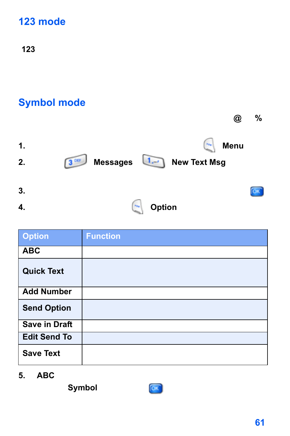 123 mode, Symbol mode | Samsung SCH-A890ZSVXAR User Manual | Page 69 / 196