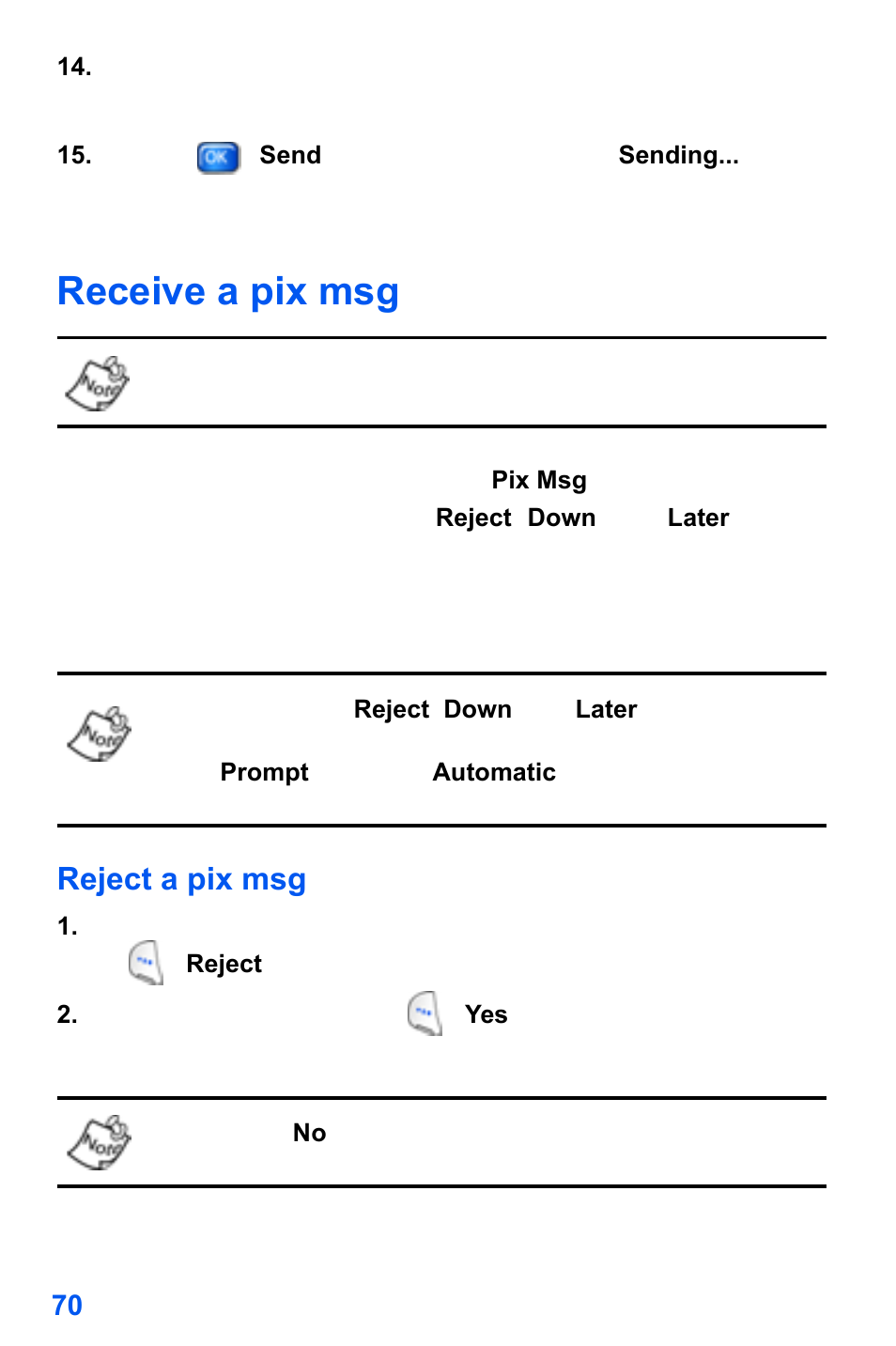 Receive a pix msg, Reject a pix msg | Samsung SCH-A890ZSVXAR User Manual | Page 78 / 196