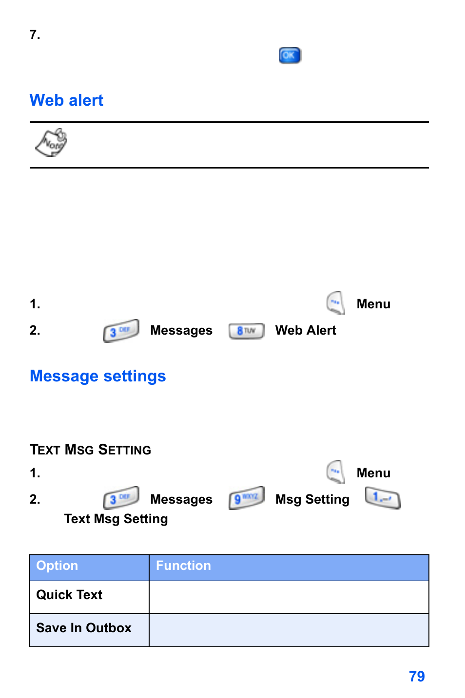 Web alert, Message settings | Samsung SCH-A890ZSVXAR User Manual | Page 87 / 196