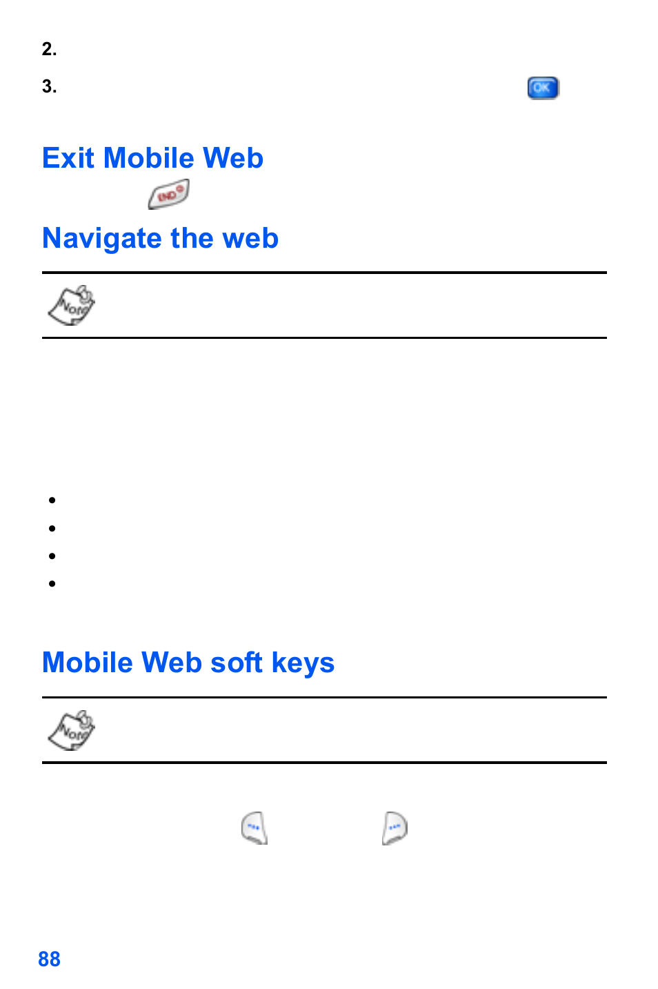 Exit mobile web, Navigate the web, Mobile web soft keys | Samsung SCH-A890ZSVXAR User Manual | Page 96 / 196
