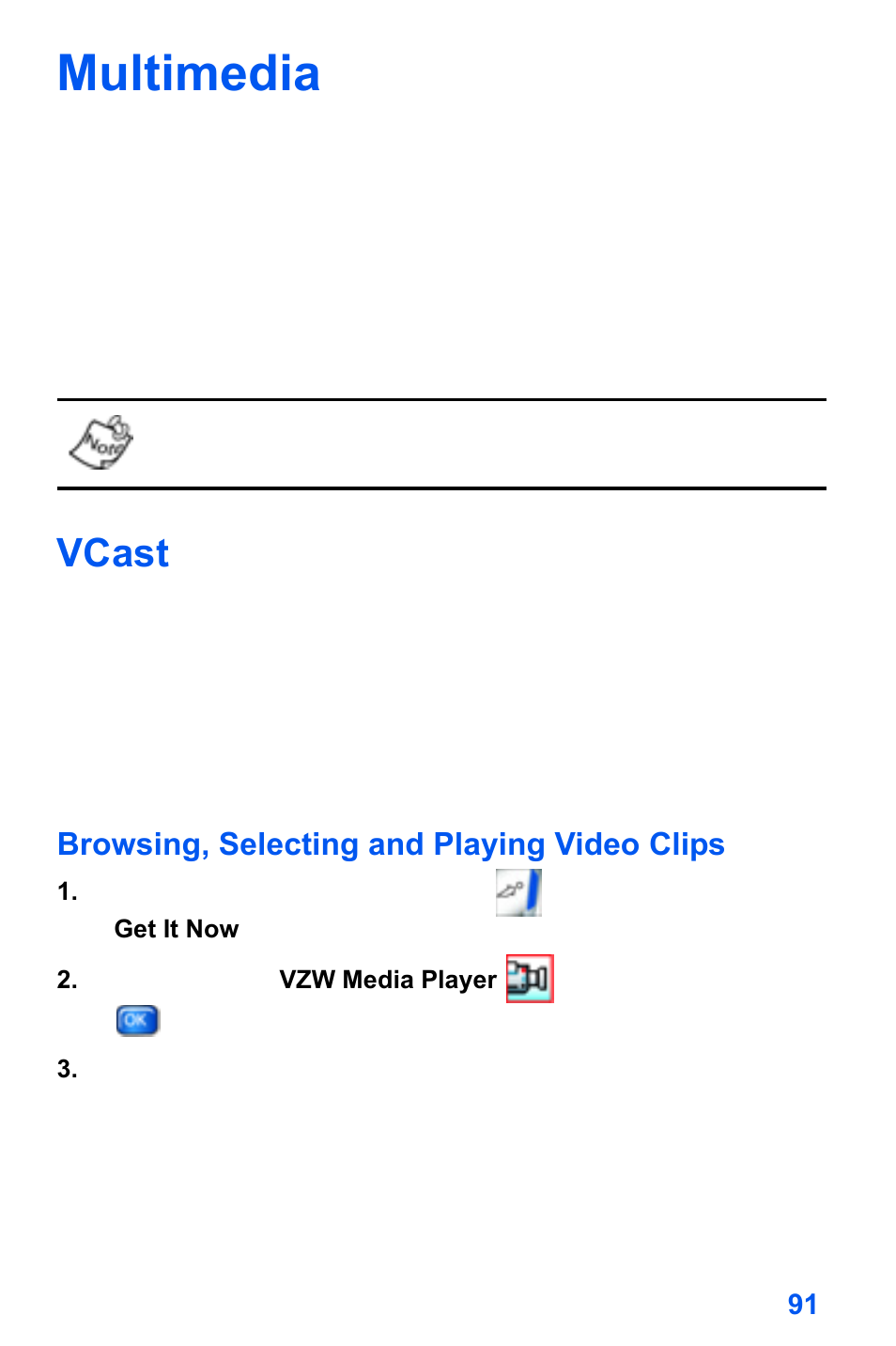 Multimedia, Vcast | Samsung SCH-A890ZSVXAR User Manual | Page 99 / 196