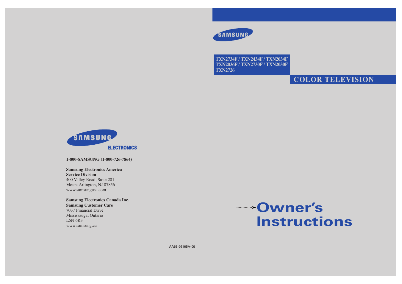 Samsung TXN2734FX-XAA User Manual | 59 pages