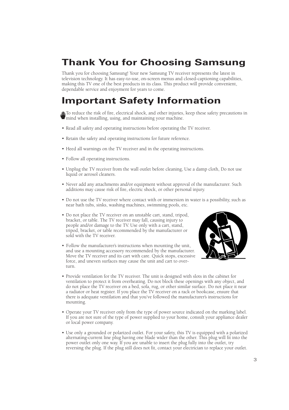 Important safety information | Samsung TXN2734FX-XAA User Manual | Page 3 / 59