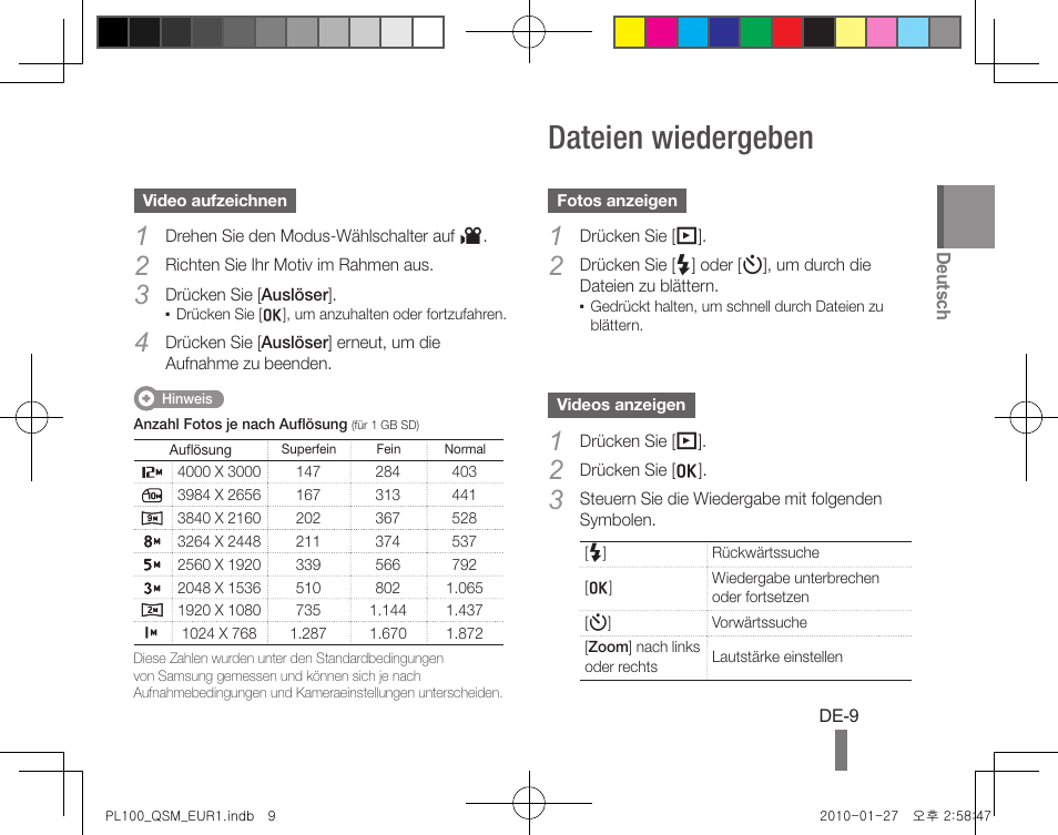 Dateien wiedergeben | Samsung EC-PL100ZBPPPA User Manual | Page 19 / 72