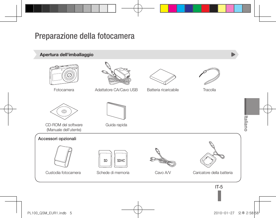 Preparazione della fotocamera | Samsung EC-PL100ZBPPPA User Manual | Page 45 / 72