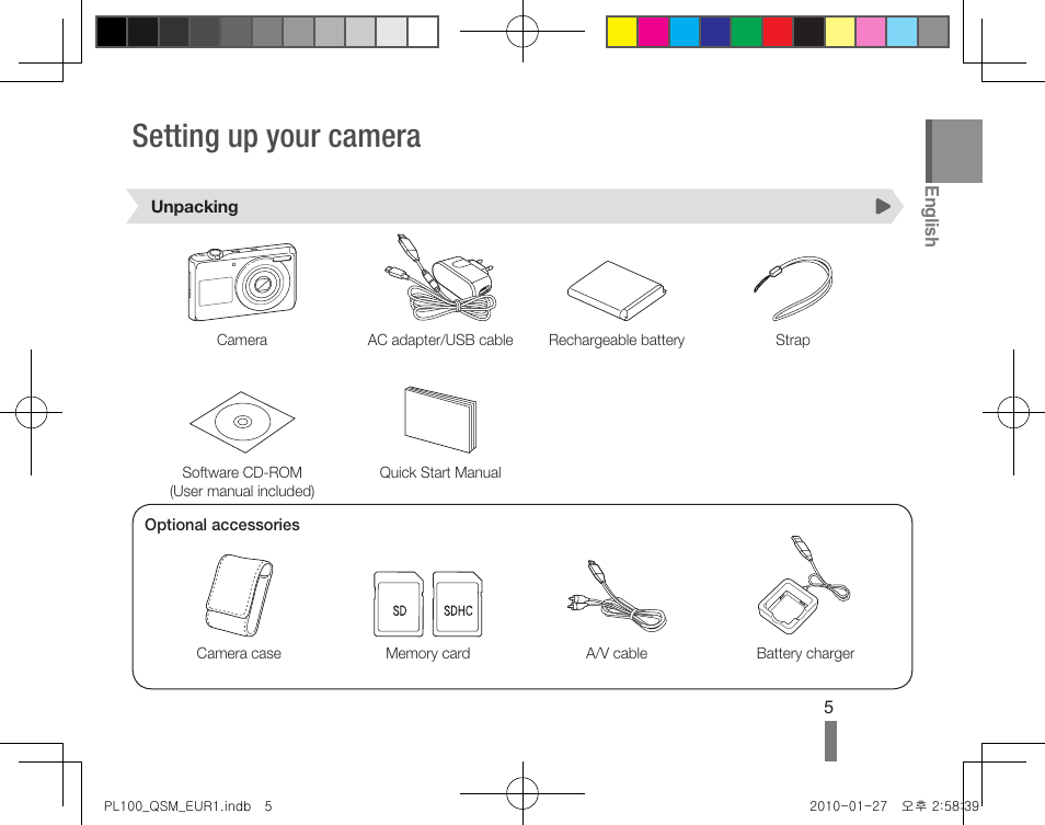 Setting up your camera | Samsung EC-PL100ZBPPPA User Manual | Page 5 / 72