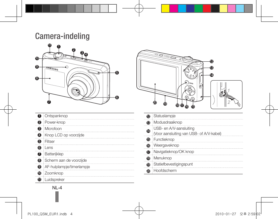 Camera-indeling | Samsung EC-PL100ZBPPPA User Manual | Page 54 / 72