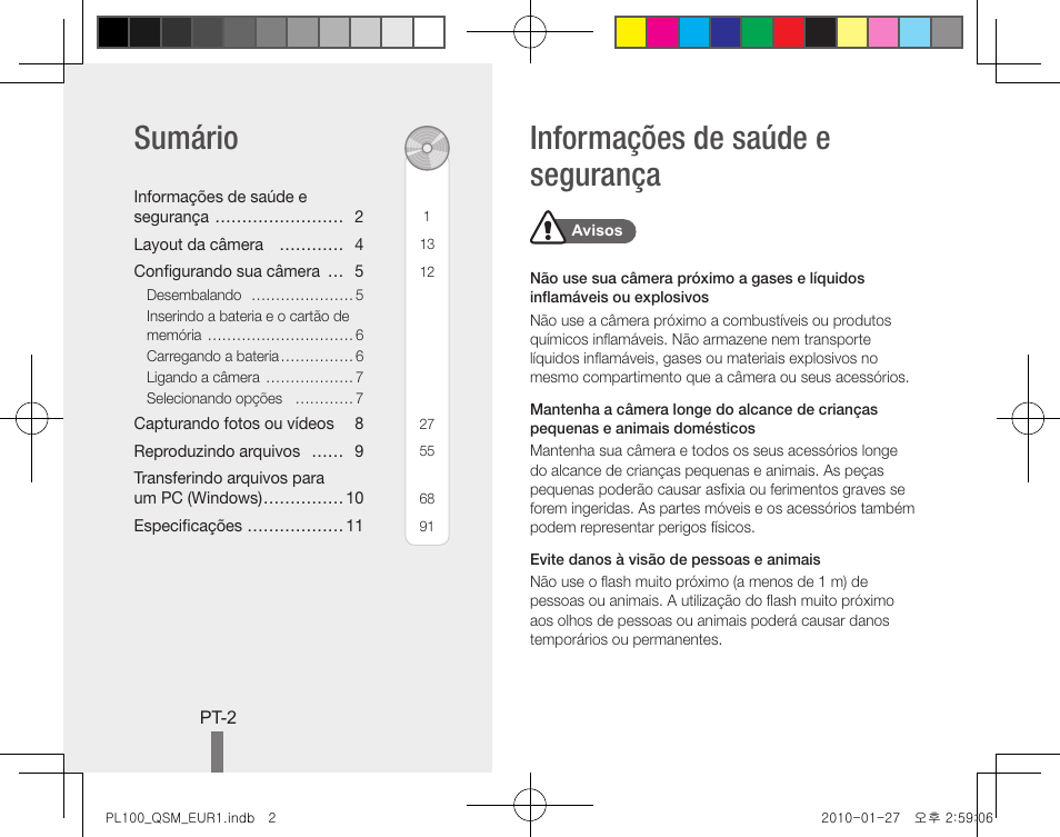 Informações de saúde e segurança sumário | Samsung EC-PL100ZBPPPA User Manual | Page 62 / 72