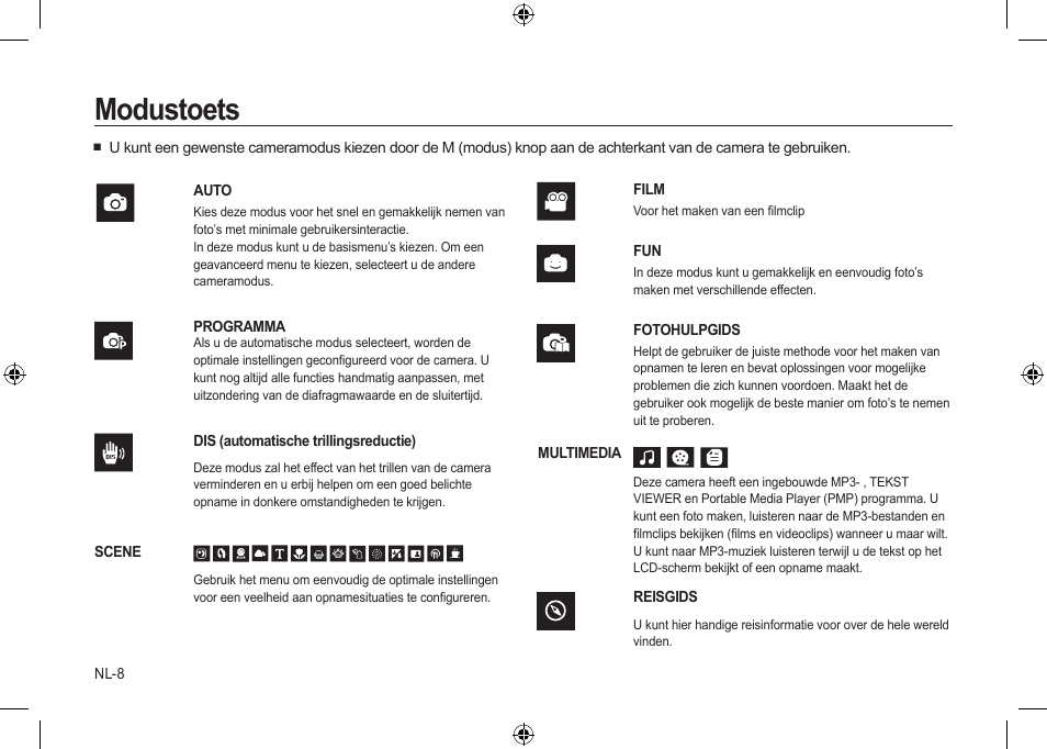 Modustoets | Samsung i8 User Manual | Page 100 / 128