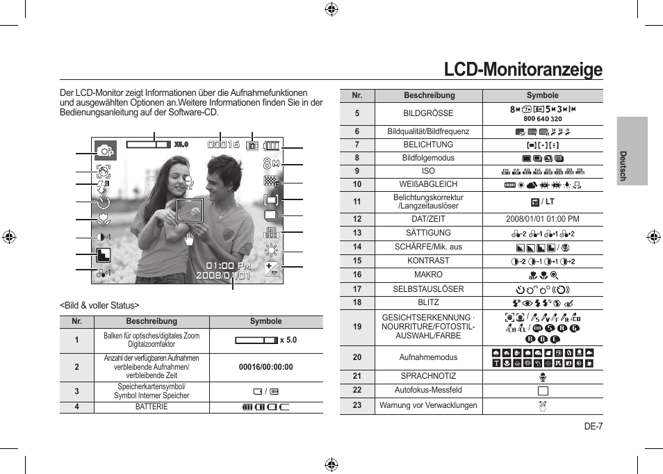 Lcd-monitoranzeige | Samsung i8 User Manual | Page 27 / 128