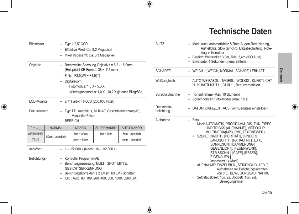 Technische daten | Samsung i8 User Manual | Page 35 / 128