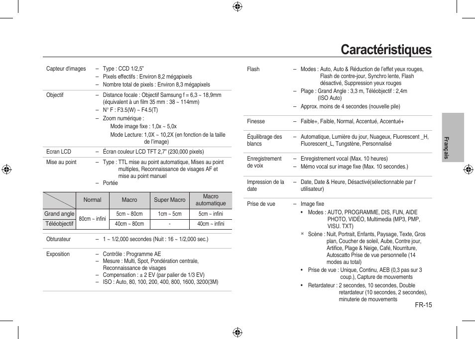 Caractéristiques | Samsung i8 User Manual | Page 53 / 128