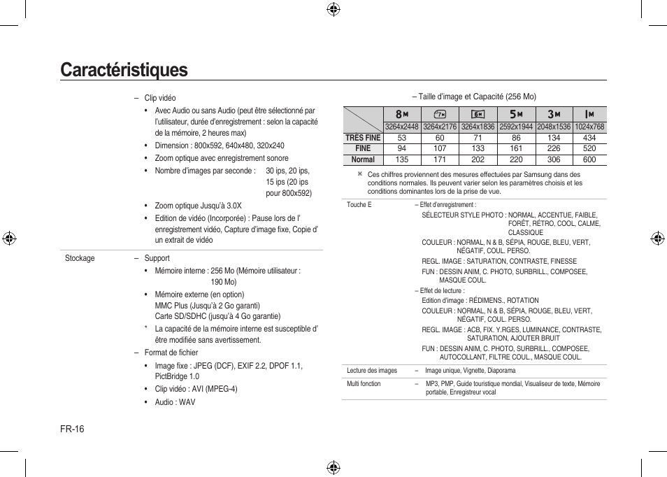 Caractéristiques | Samsung i8 User Manual | Page 54 / 128