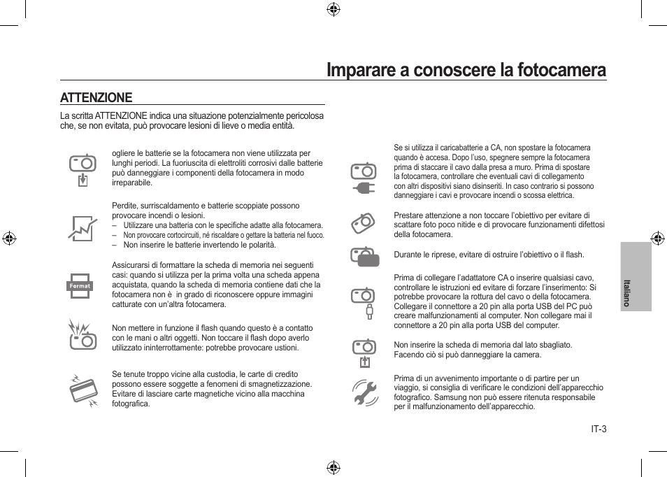 Imparare a conoscere la fotocamera, Attenzione | Samsung i8 User Manual | Page 77 / 128