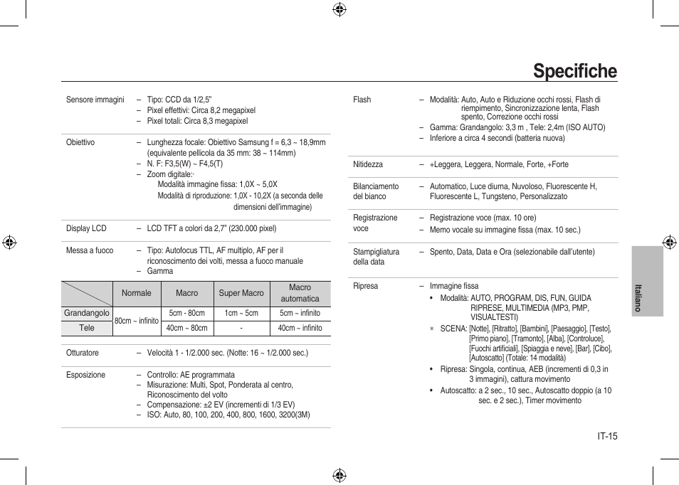 Speciﬁche | Samsung i8 User Manual | Page 89 / 128
