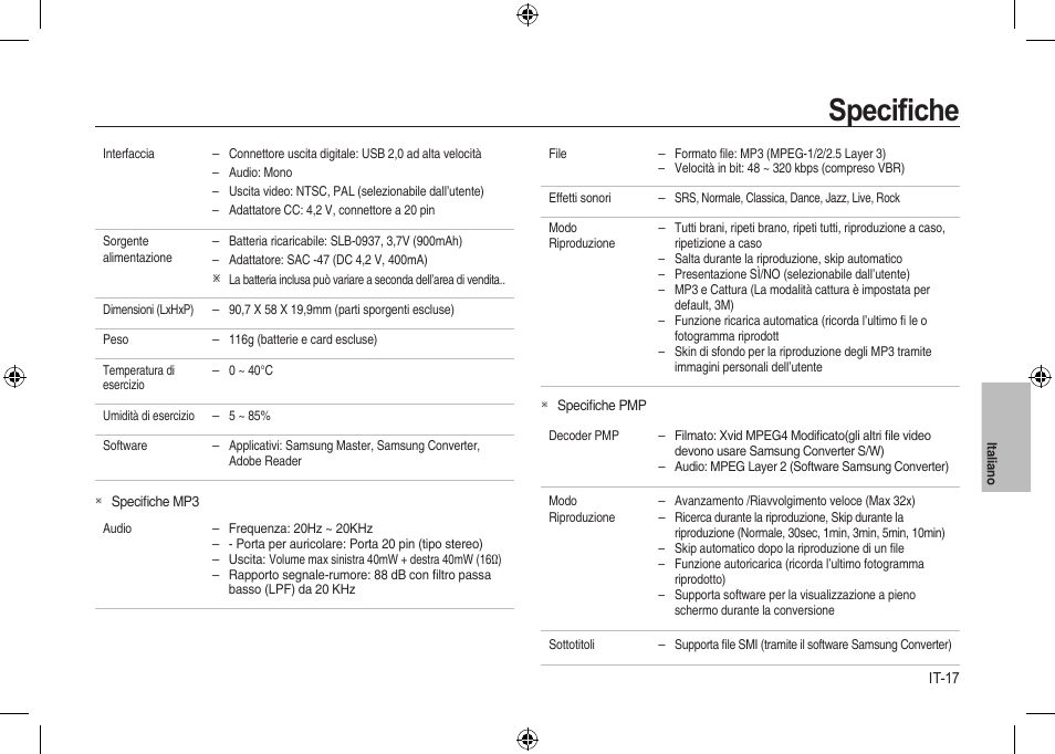 Speciﬁche | Samsung i8 User Manual | Page 91 / 128