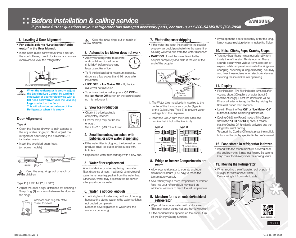 Samsung RF28HFEDBSR-AA User Manual | 2 pages