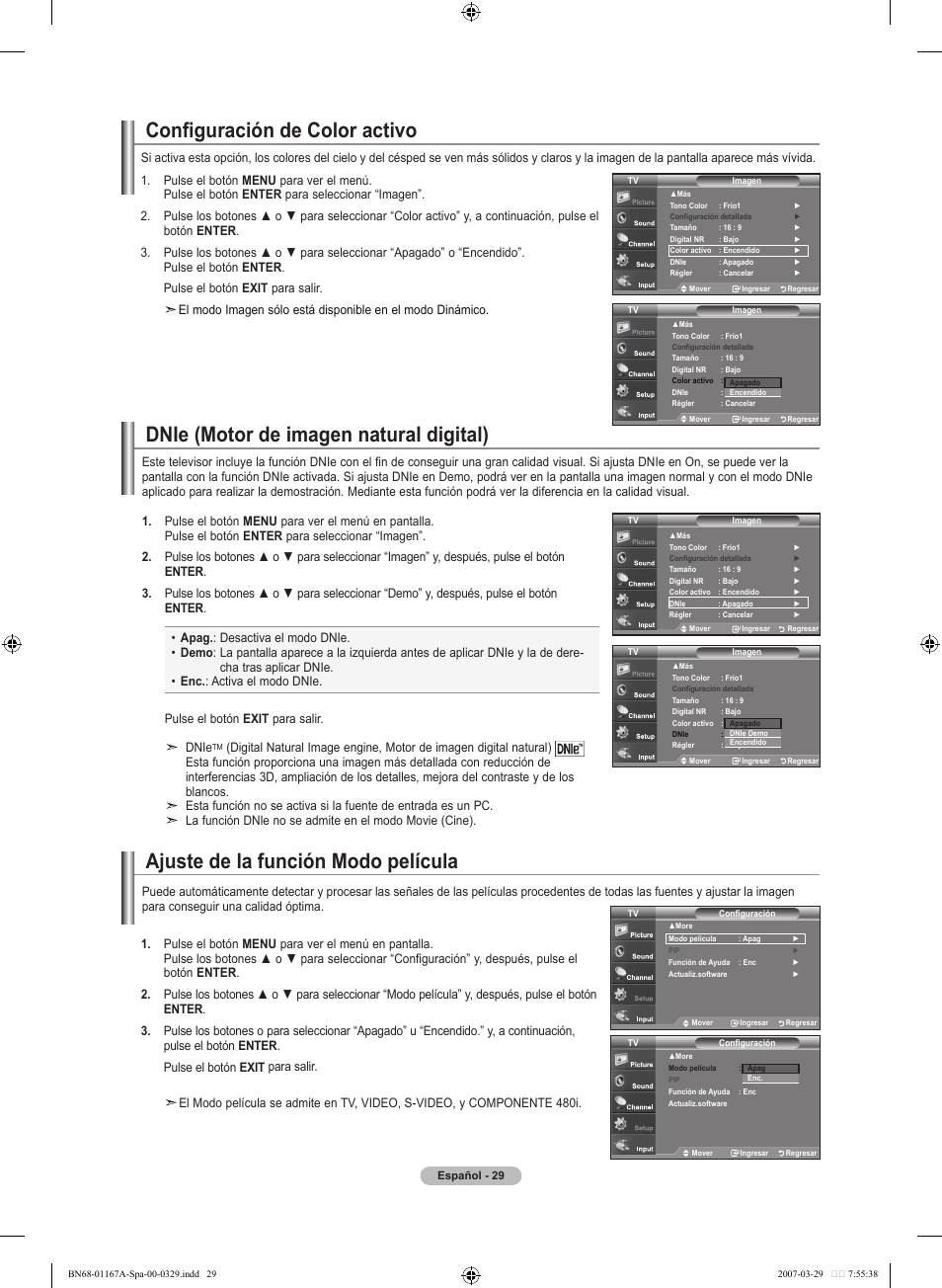 Ajuste de la función modo película | Samsung LNT4042HX-XAA User Manual | Page 107 / 147