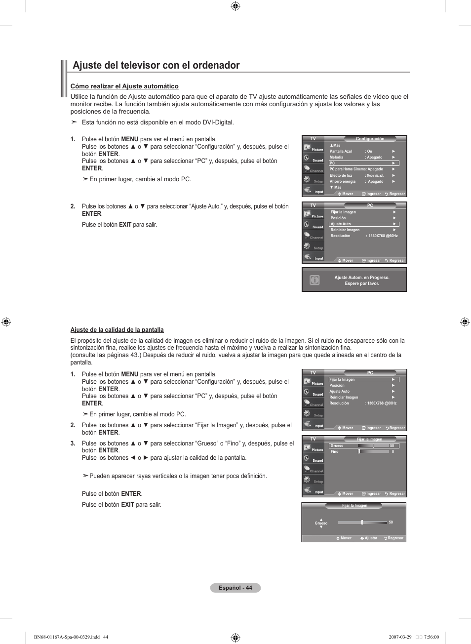 Ajuste del televisor con el ordenador | Samsung LNT4042HX-XAA User Manual | Page 122 / 147