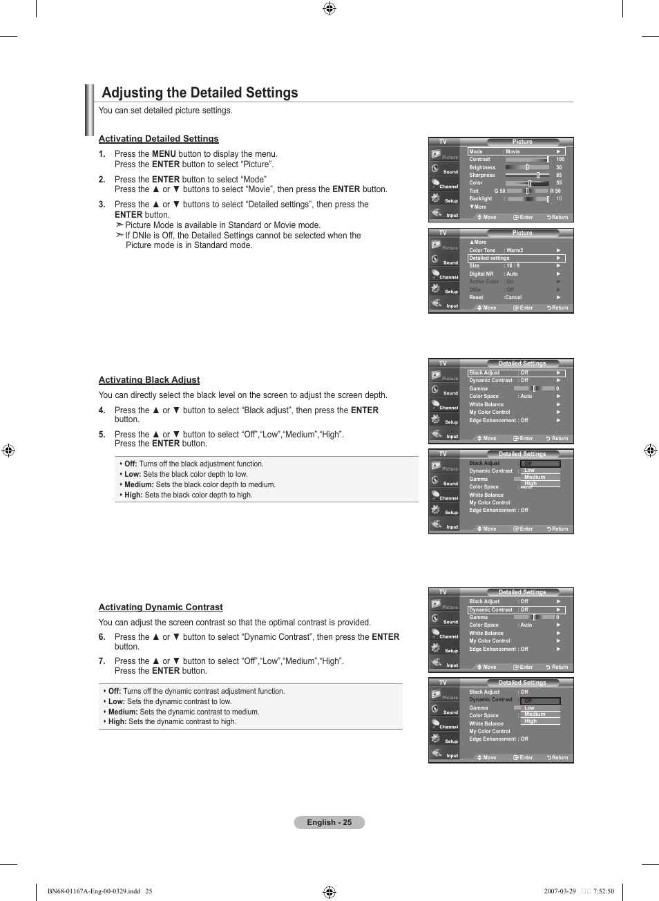 Adjusting the detailed settings | Samsung LNT4042HX-XAA User Manual | Page 27 / 147