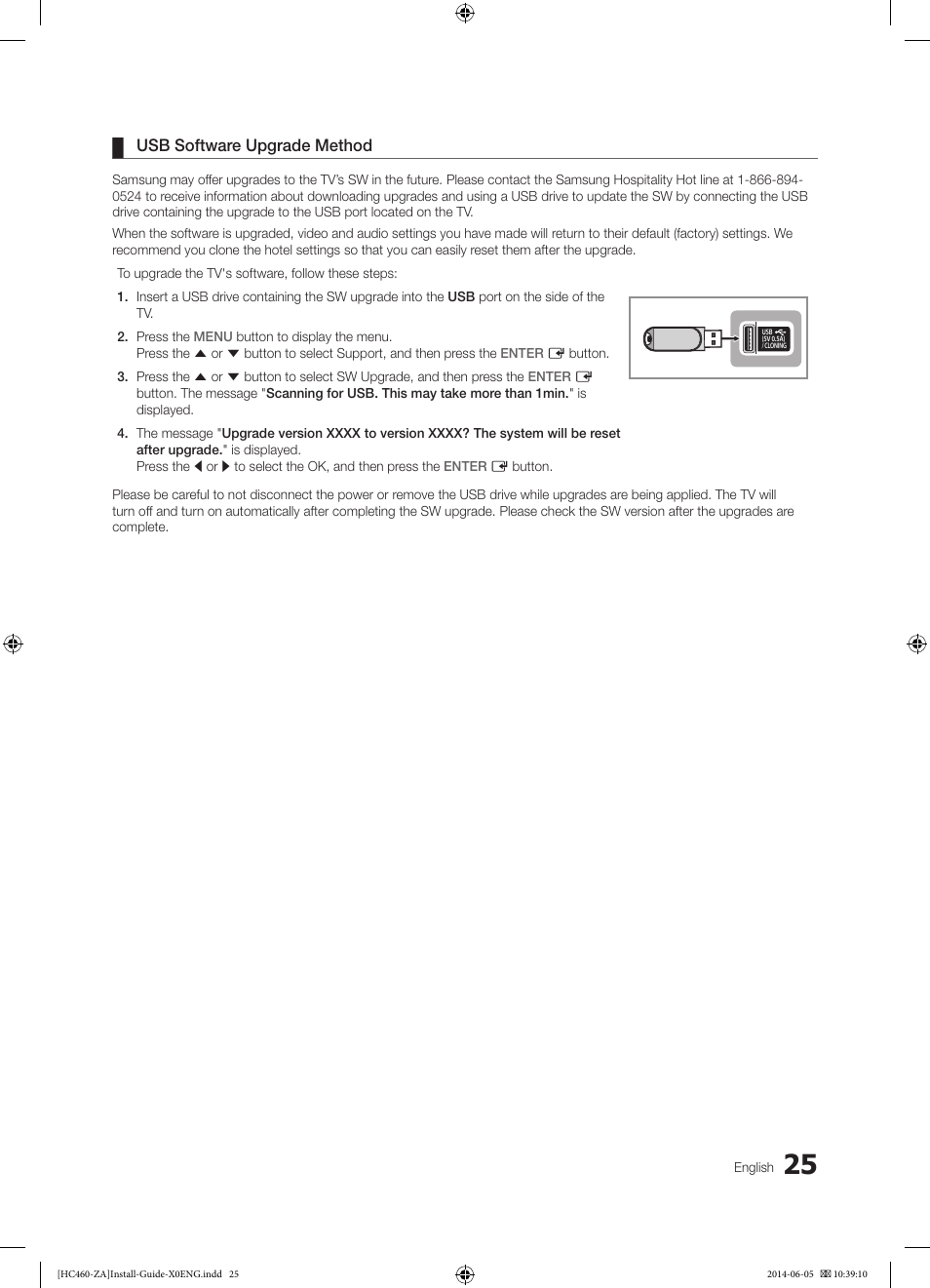Usb software upgrade method | Samsung HG40NC460KFXZA User Manual | Page 25 / 39